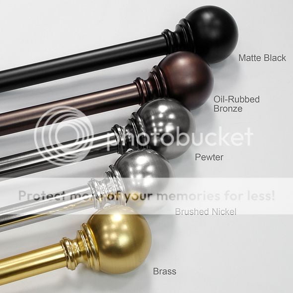  1" Matte Black Metal Ball Single Curtain Rod 32-120"