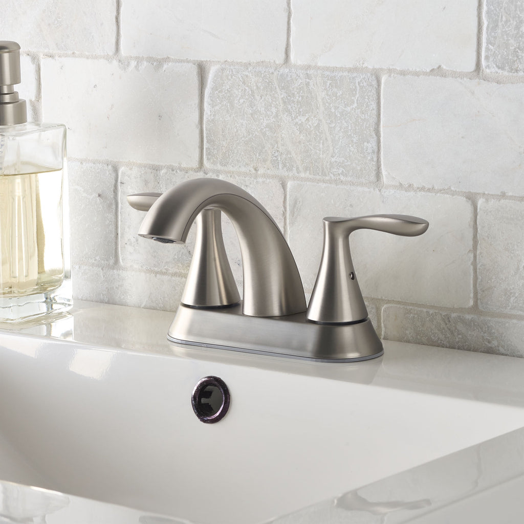  Simple Flair 4" Centerset Bathroom Faucet in Satin Nickel
