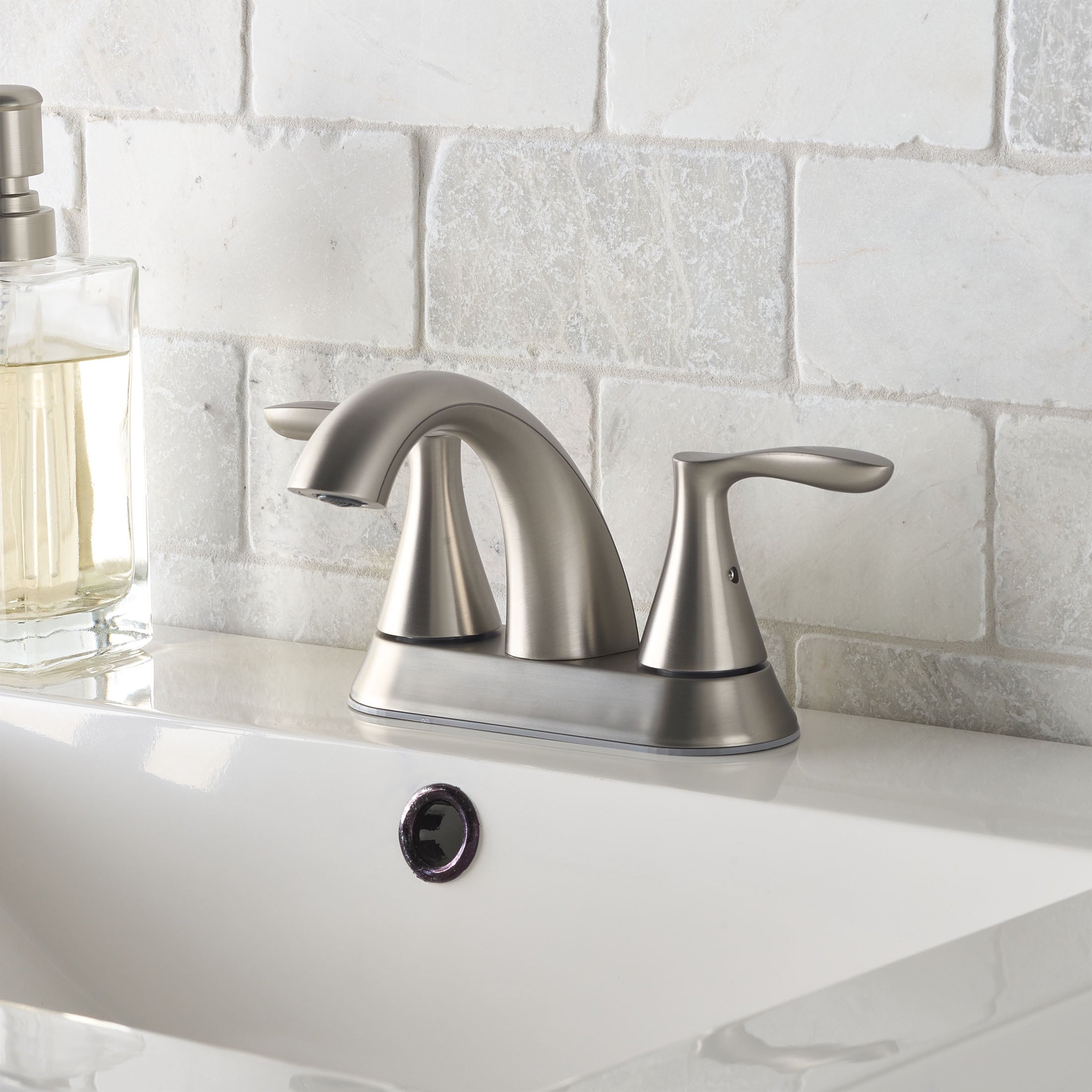  Simple Flair 4" Centerset Bathroom Faucet in Satin Nickel