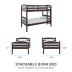  Leighton Solid Wood Twin-over-Twin Convertible Bunk Bed, Mocha