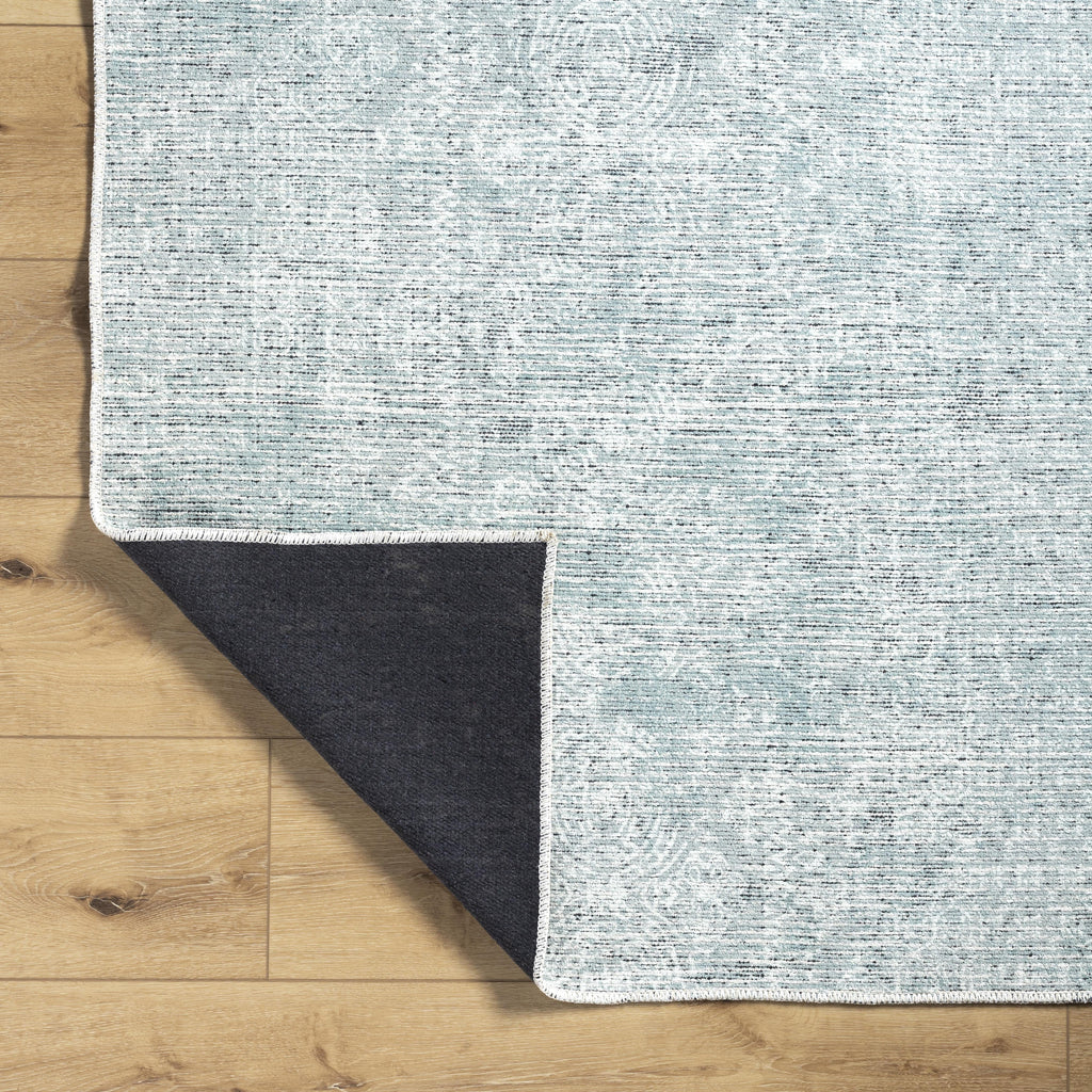  Boho Circles Washable Non-Skid Area Rug, Blue, 5' 3" x 7'