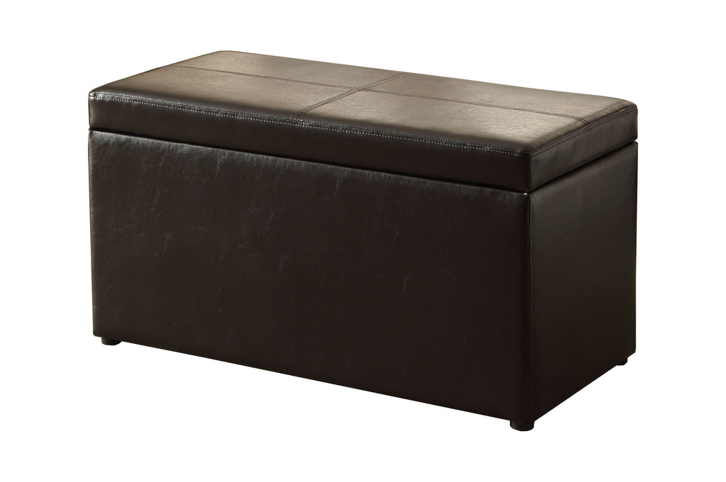  30" Hinged Storage Ottoman, Brown Faux Leather