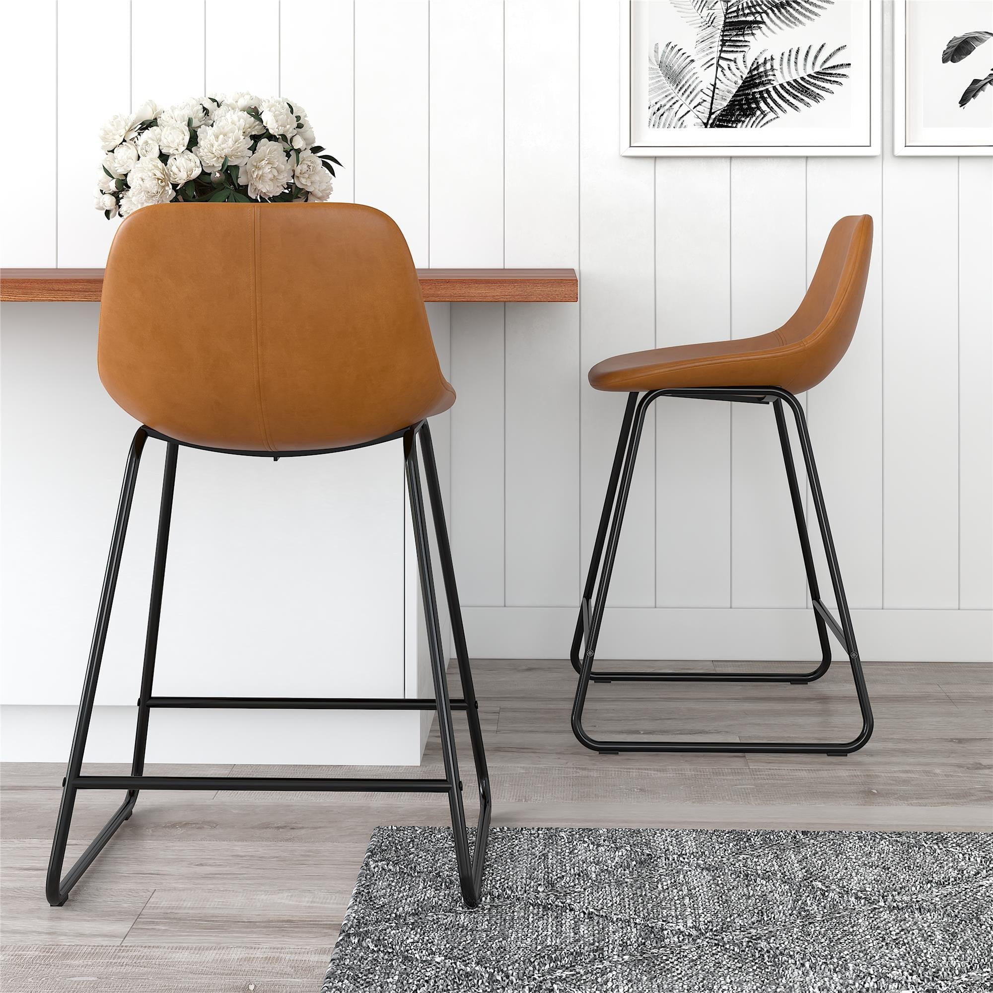  Farley Scoop Counter Height Stool, Camel Faux Leather