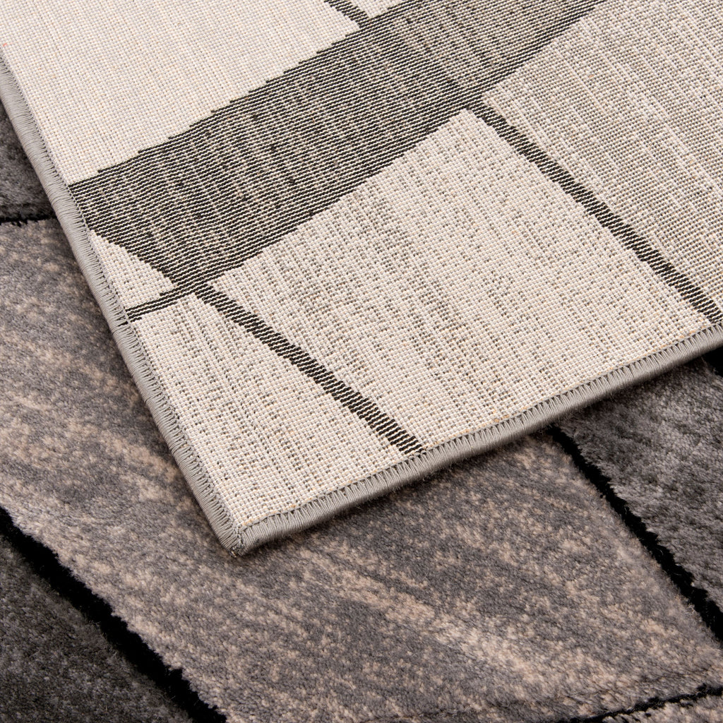  Abstract Indoor Area Rug, Gray, 5'x7'