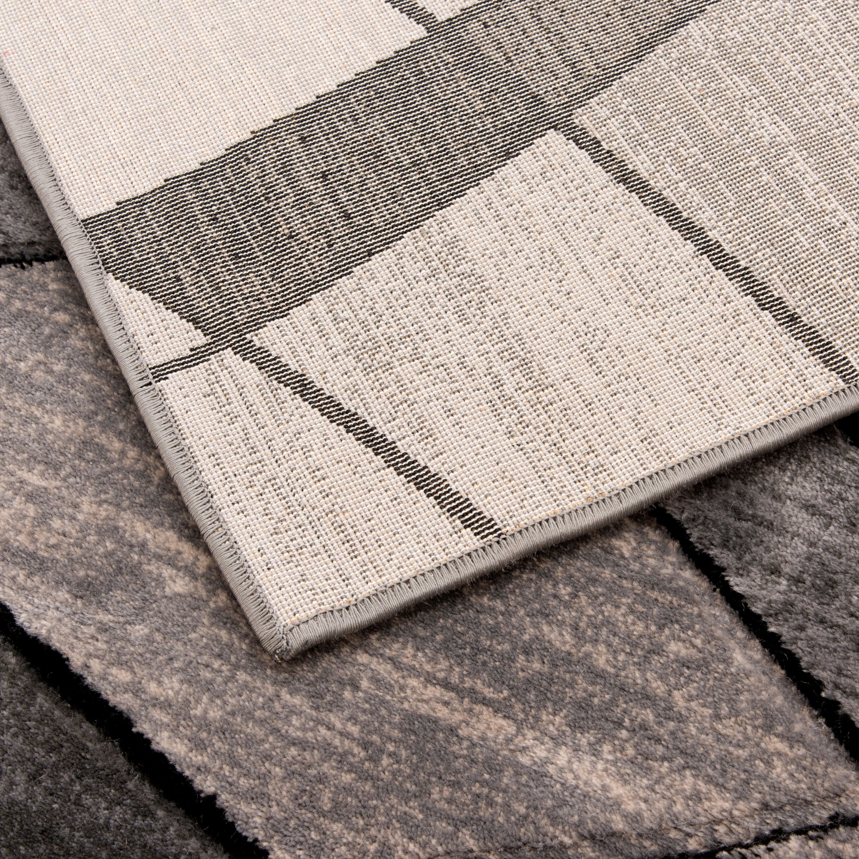  Abstract Indoor Area Rug, Gray, 5'x7'