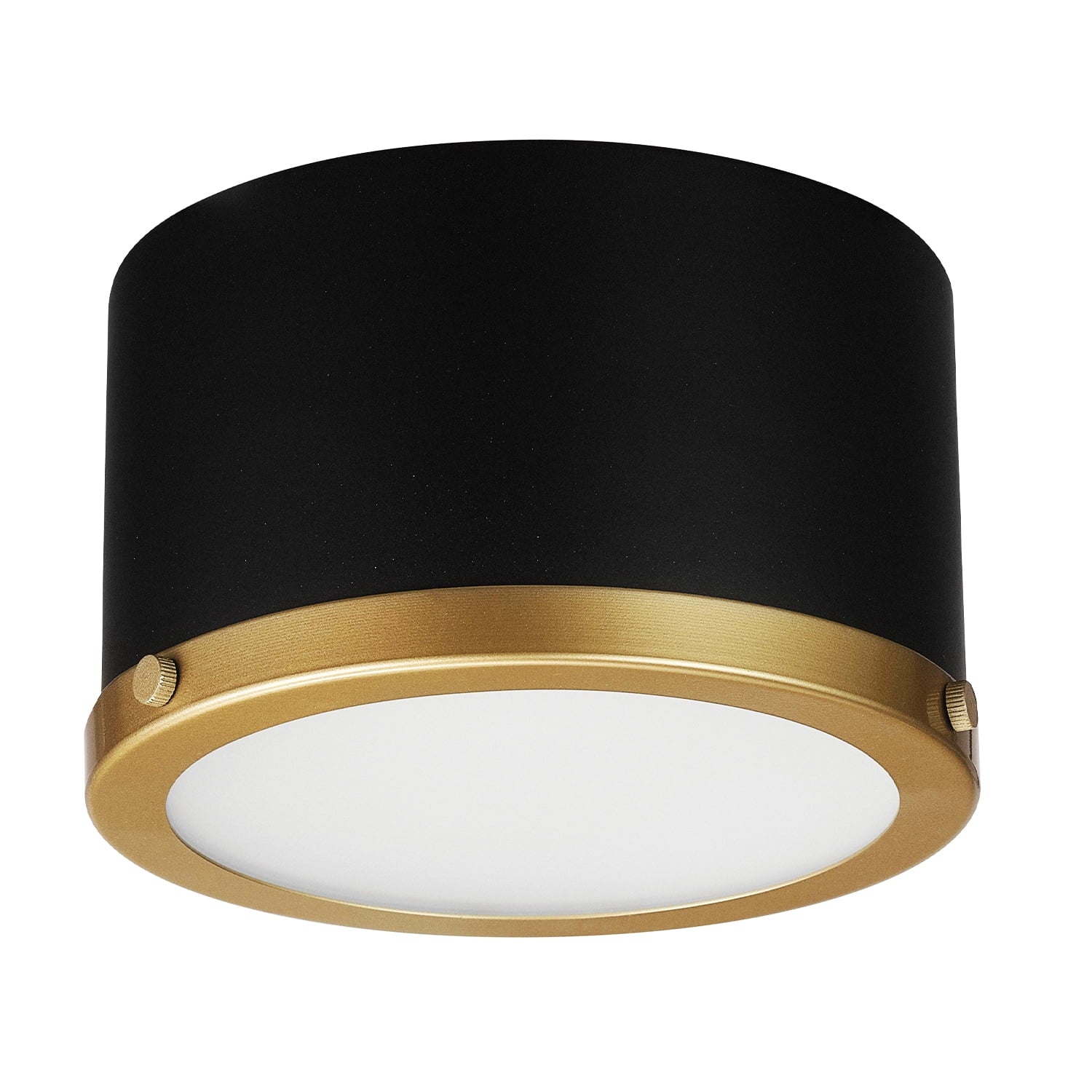  1- Light 6.5" Flush Mount Light Matte Black and Glass Shade with Bulbs