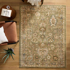  and Garden Modern Oushak Low Pile Stain and Fade Resistant Indoor Green Area Rug, 7'10" x 10'