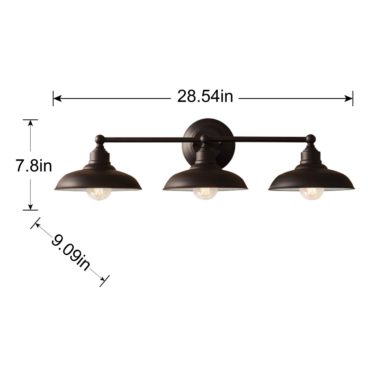  28.5" Farmhouse Triple Wall Scones 3-Light Vanity Light, Oil Rubbed Bronze