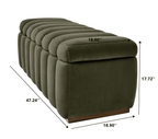  47.24" Lillian Channel Tufted Bench, Olive Velvet