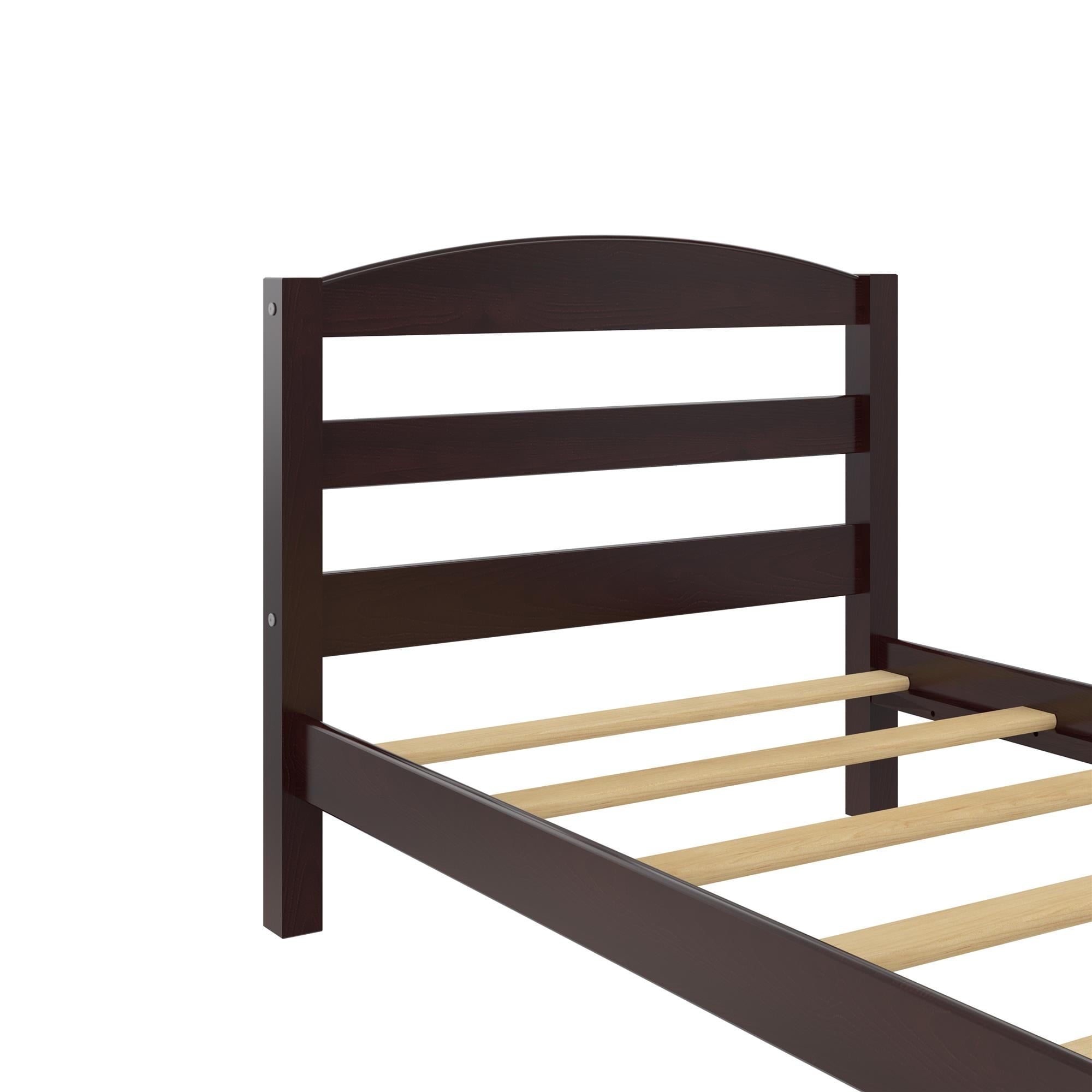  Leighton Kids Twin Size Bed, Wood Platform Bed Frame, Espresso