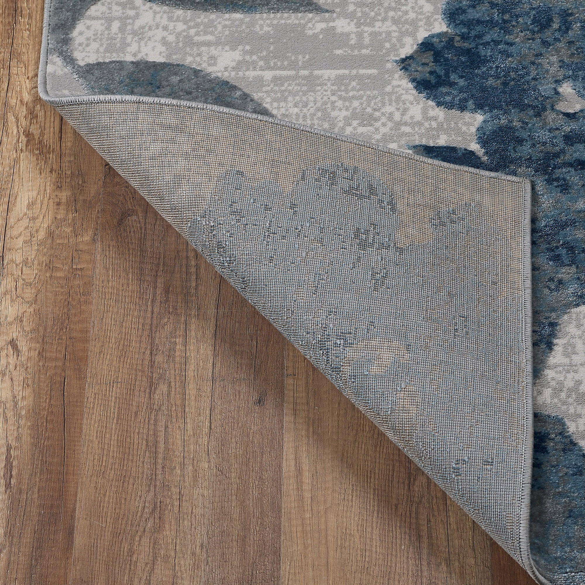  Blue & Gray Botanical Blooms, Indoor Area Rug, 5' x 7'
