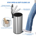  Kitchen Trash Can, 10.5 Gallon Stainless Steel Oval Step Garbage Bin with Soft Close Lid, Silver