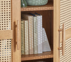  Springwood Caning Storage Accent Cabinet, Light Honey Finish