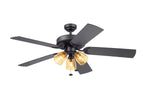 52" Matte Black Indoor Ceiling Fan with Light, 5 Blades, Pull Chains & Reverse Airflow