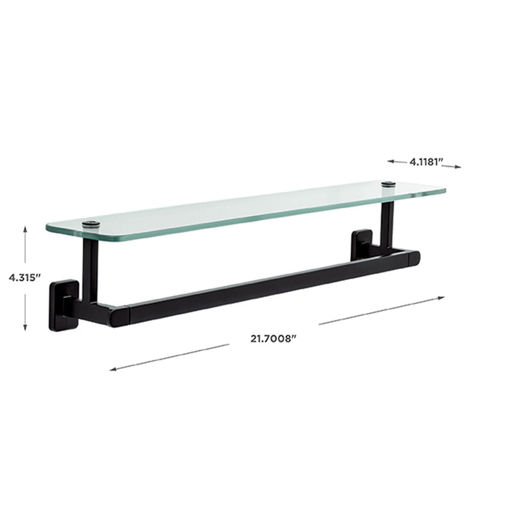  Alden 18" Towel Bar with Glass Shelf in Matte Black