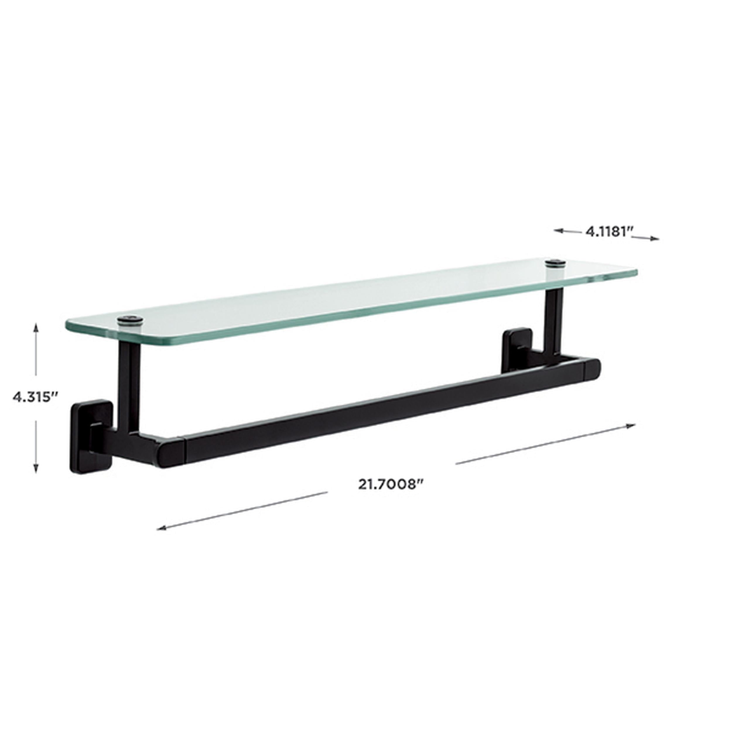  Alden 18" Towel Bar with Glass Shelf in Matte Black
