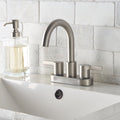  Clean Modern 4" Centerset Bathroom Faucet in Satin Nickel
