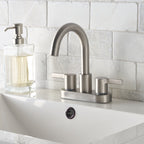  Clean Modern 4" Centerset Bathroom Faucet in Satin Nickel