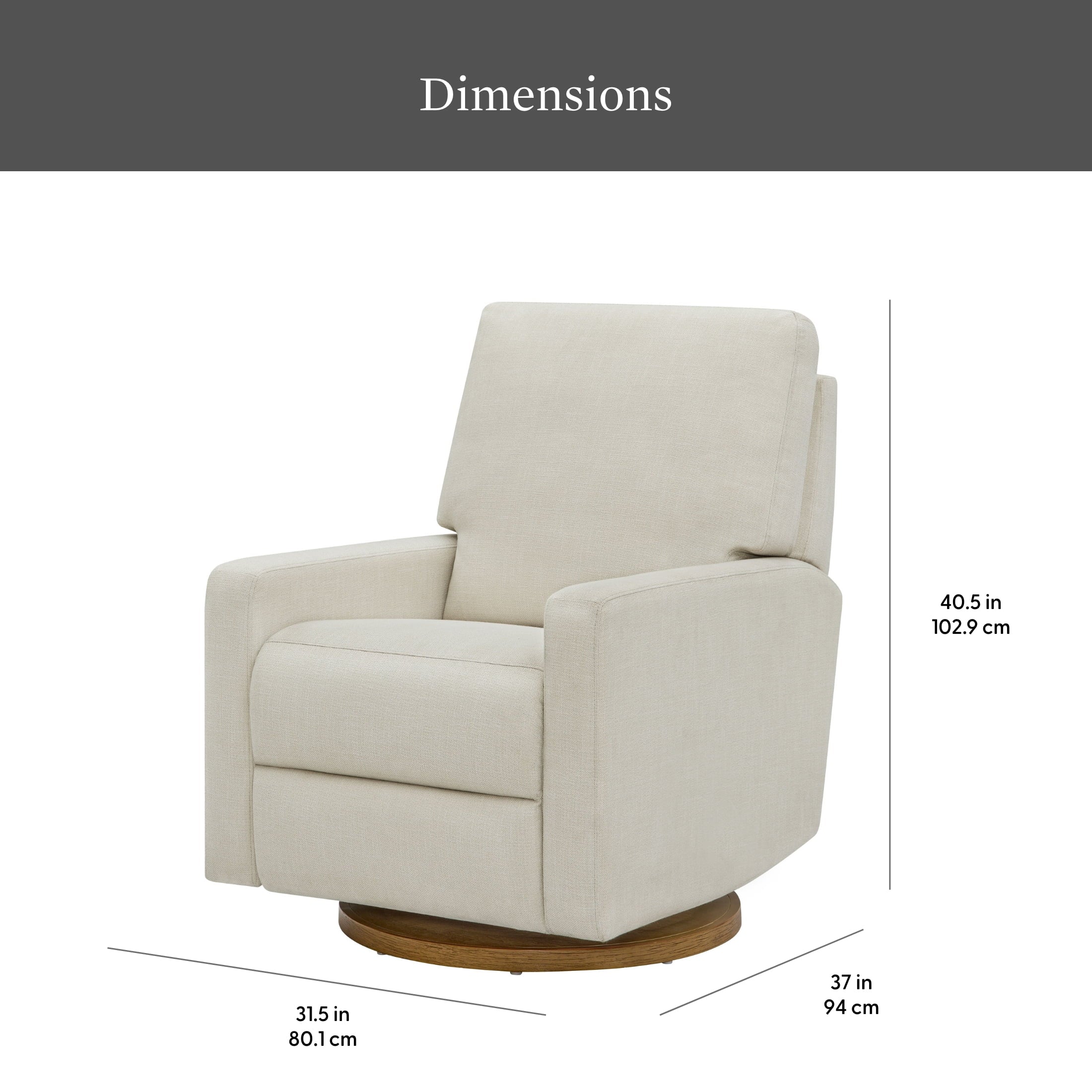  Modern Farmhouse Swivel Glider Recliner, Cream Linen