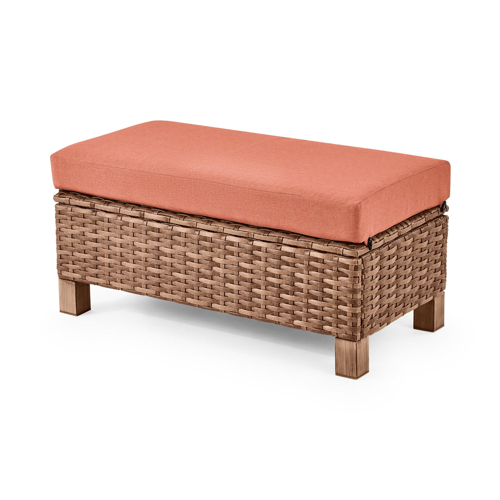  Brookbury 4-Piece Outdoor Wicker Patio Sectional Dining Set, Terracotta Cushions