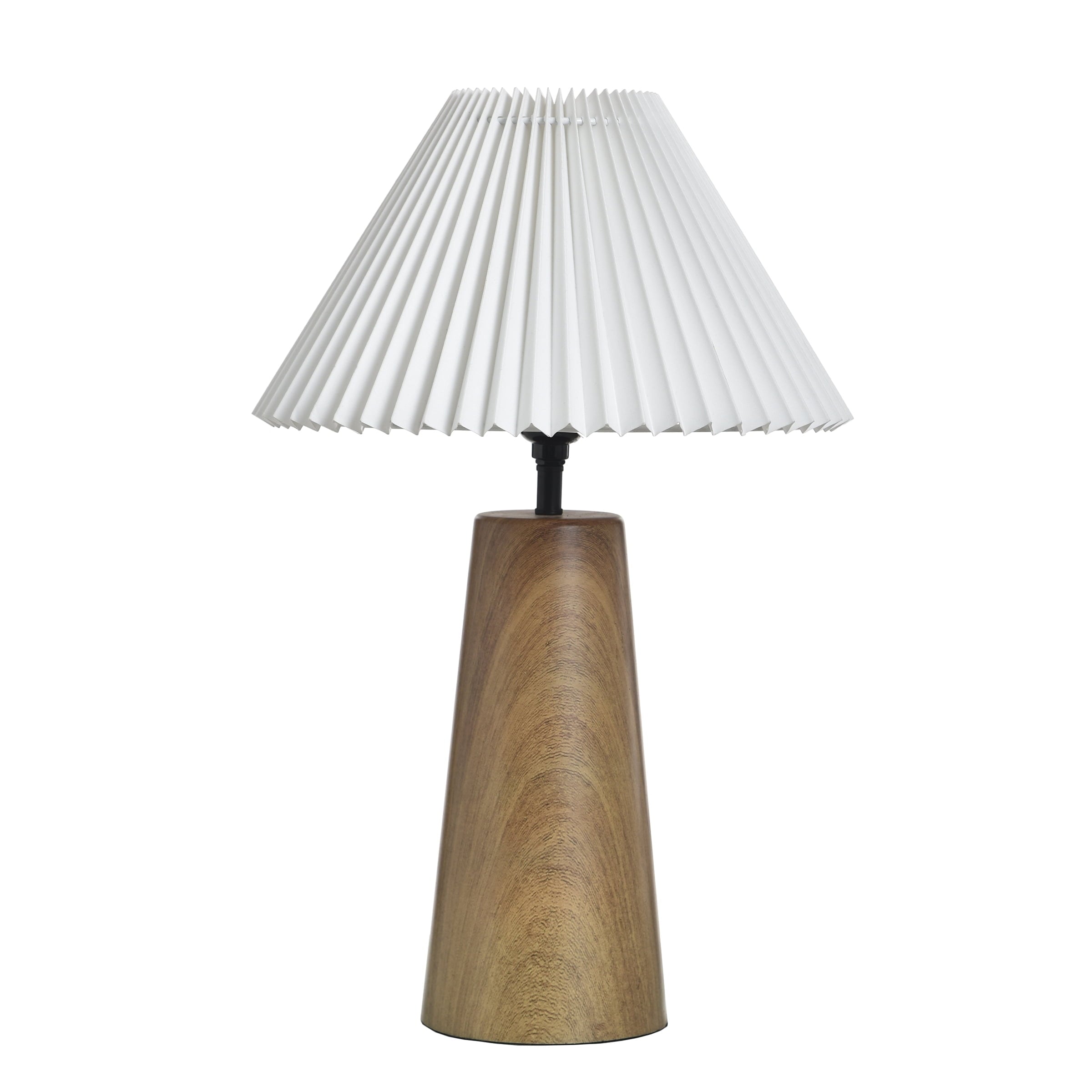  Wood Grain Finish Table Lamp with Pleated Shade