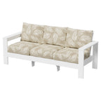  Ezra 4-Piece Outdoor HDPE Conversation Set, White with Neutral Palm Cushions