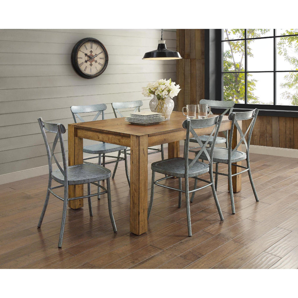  Collin Distressed Dining Chair, Set of 2, Silver Finish