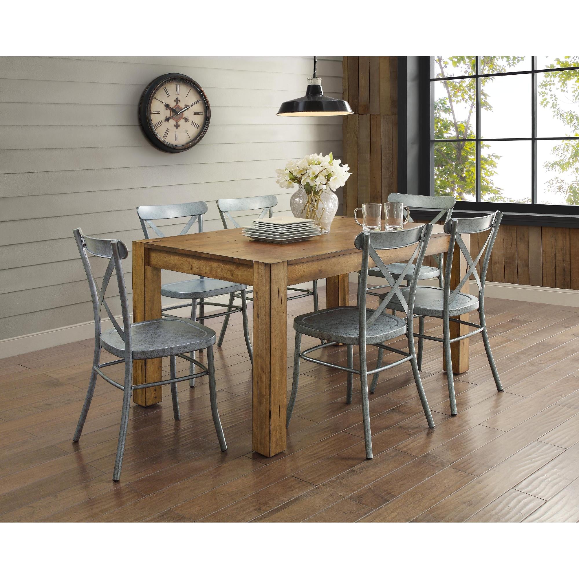  Collin Distressed Dining Chair, Set of 2, Silver Finish