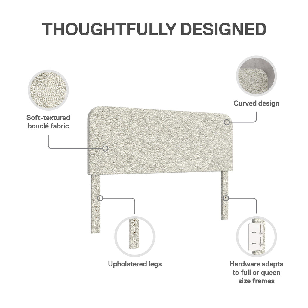  Juliet Full/Queen Boucle Headboard, Ivory