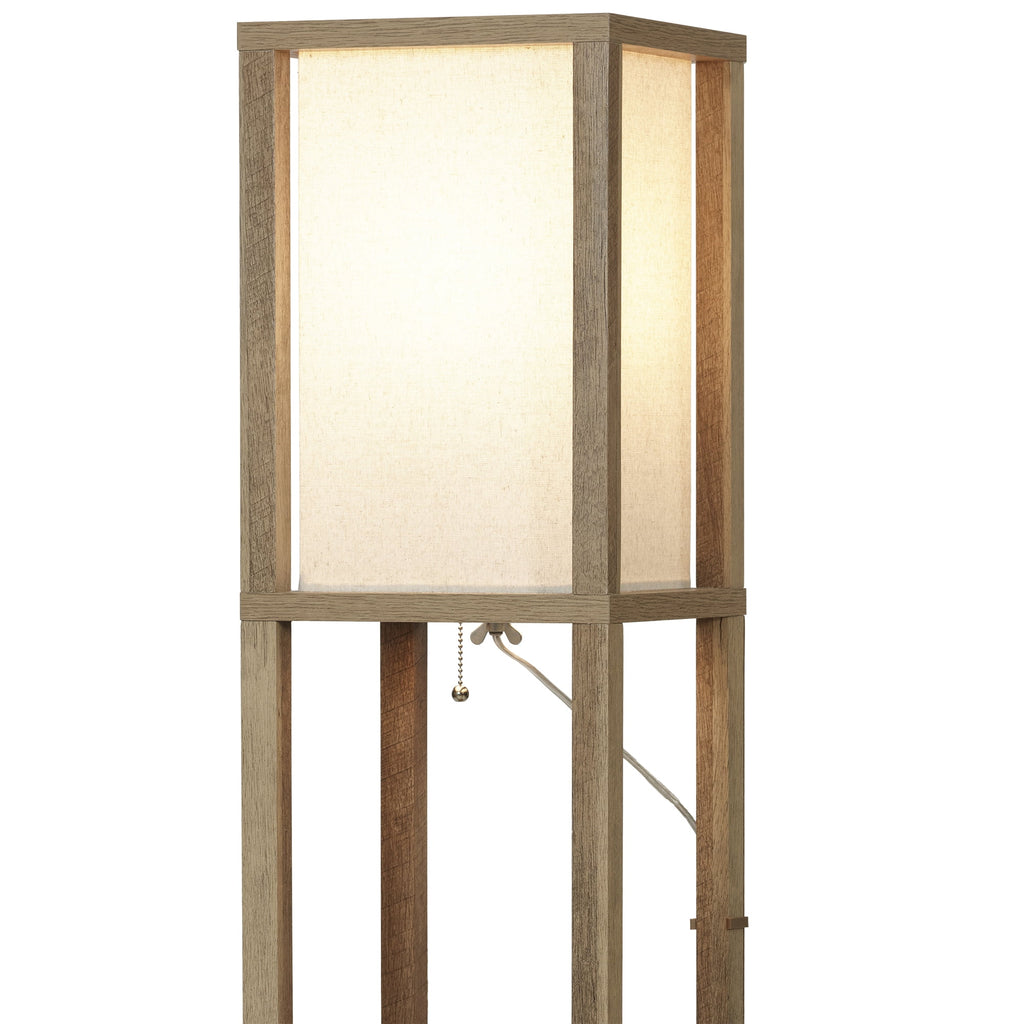  62.25" Modern Pull Chain Weathered Floor Lamp with Natural Square Shade