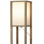  62.25" Modern Pull Chain Weathered Floor Lamp with Natural Square Shade