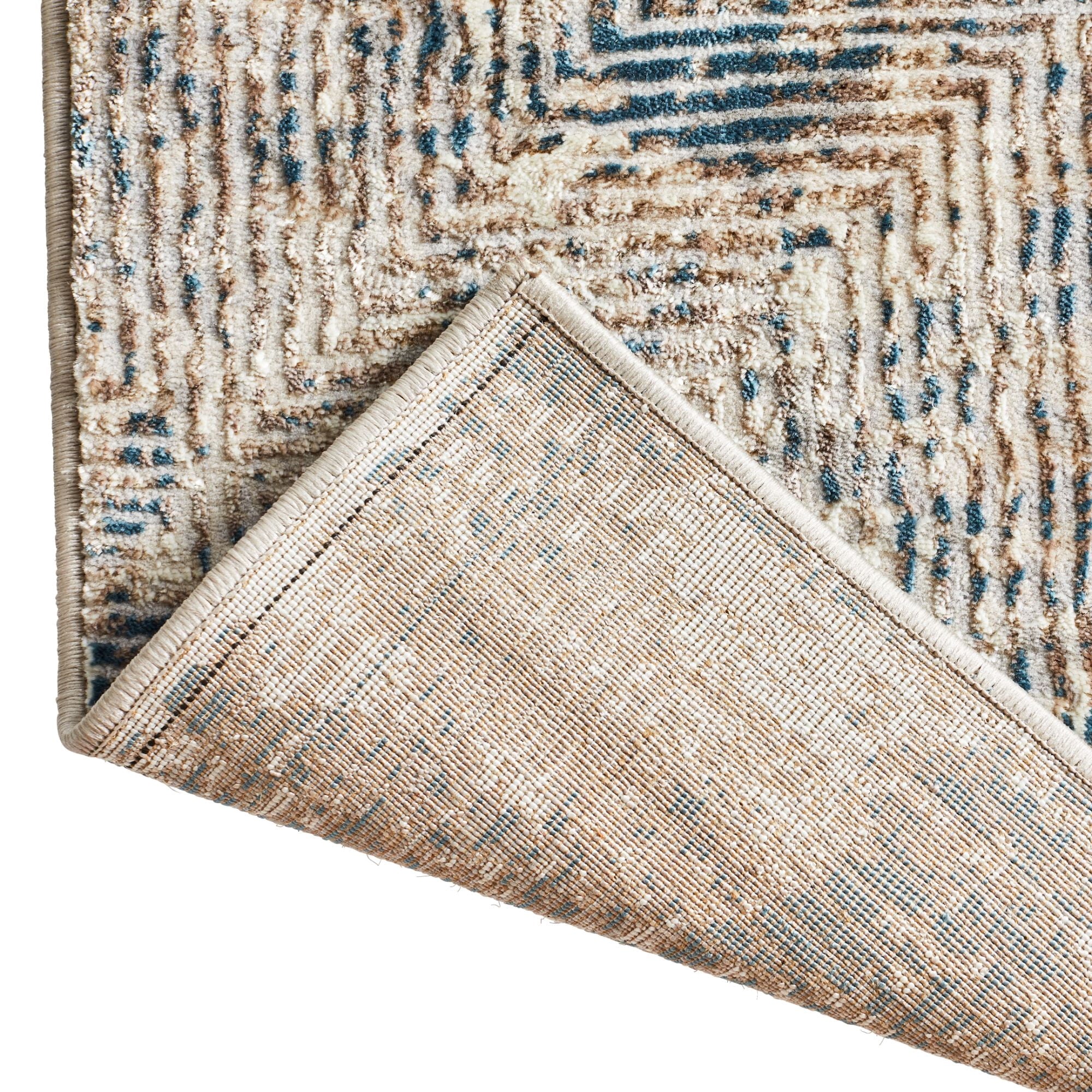  Square Abstract Area Rug, Blue, 5'x7'