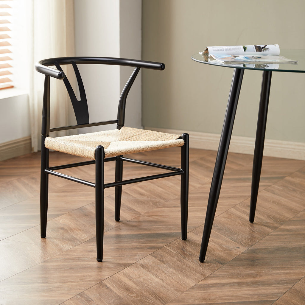  Springwood Wishbone Chair 2 Pack, Metal Base Black Finish