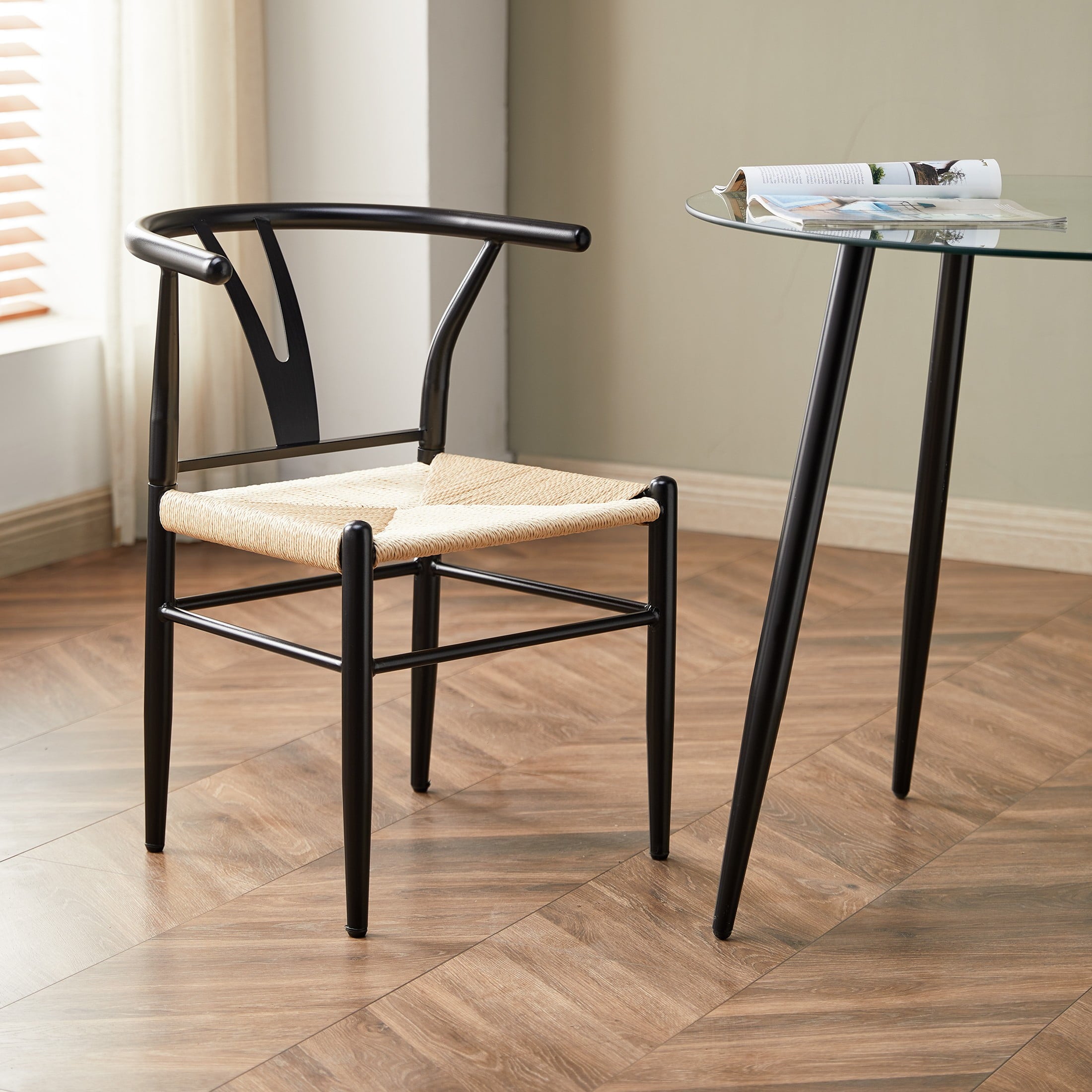  Springwood Wishbone Chair 2 Pack, Metal Base Black Finish