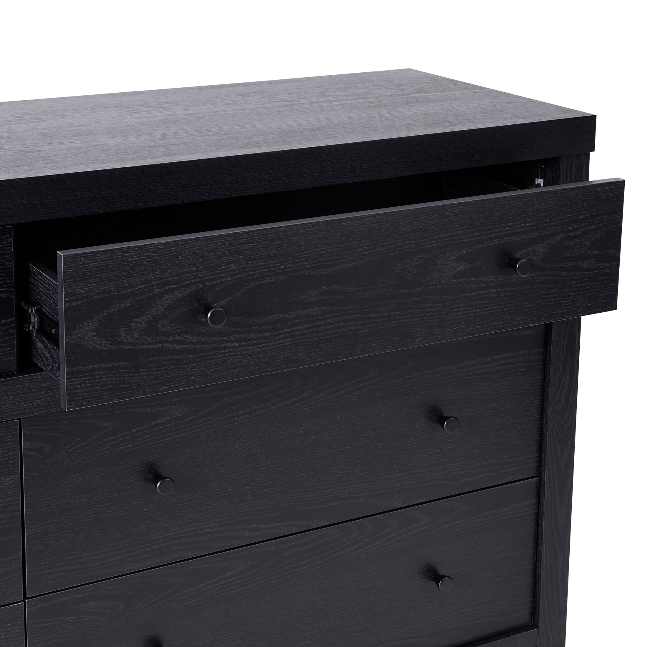  Ezra 64" Wide 6-Drawer Dresser, Rich Black Finish