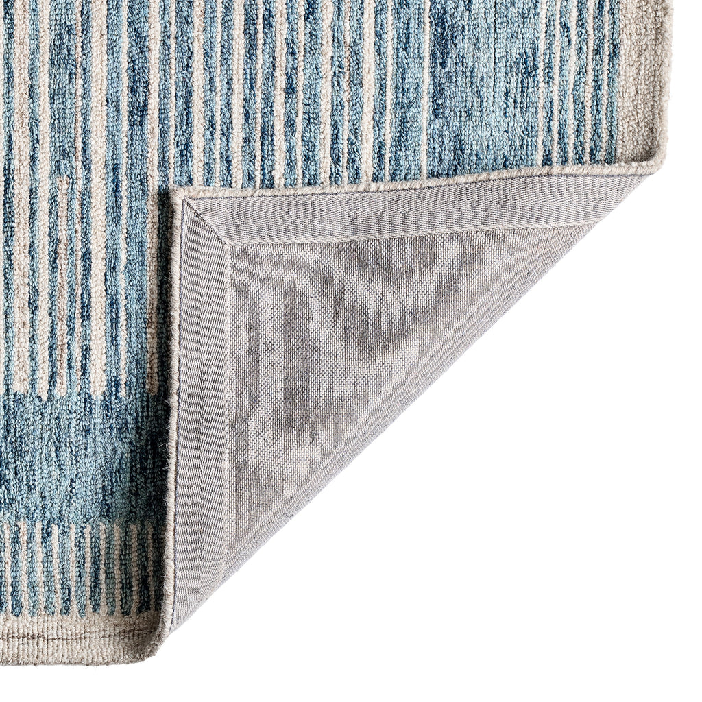  Blue Abstract Wool Blend Indoor Area Rug, 8' x 10'