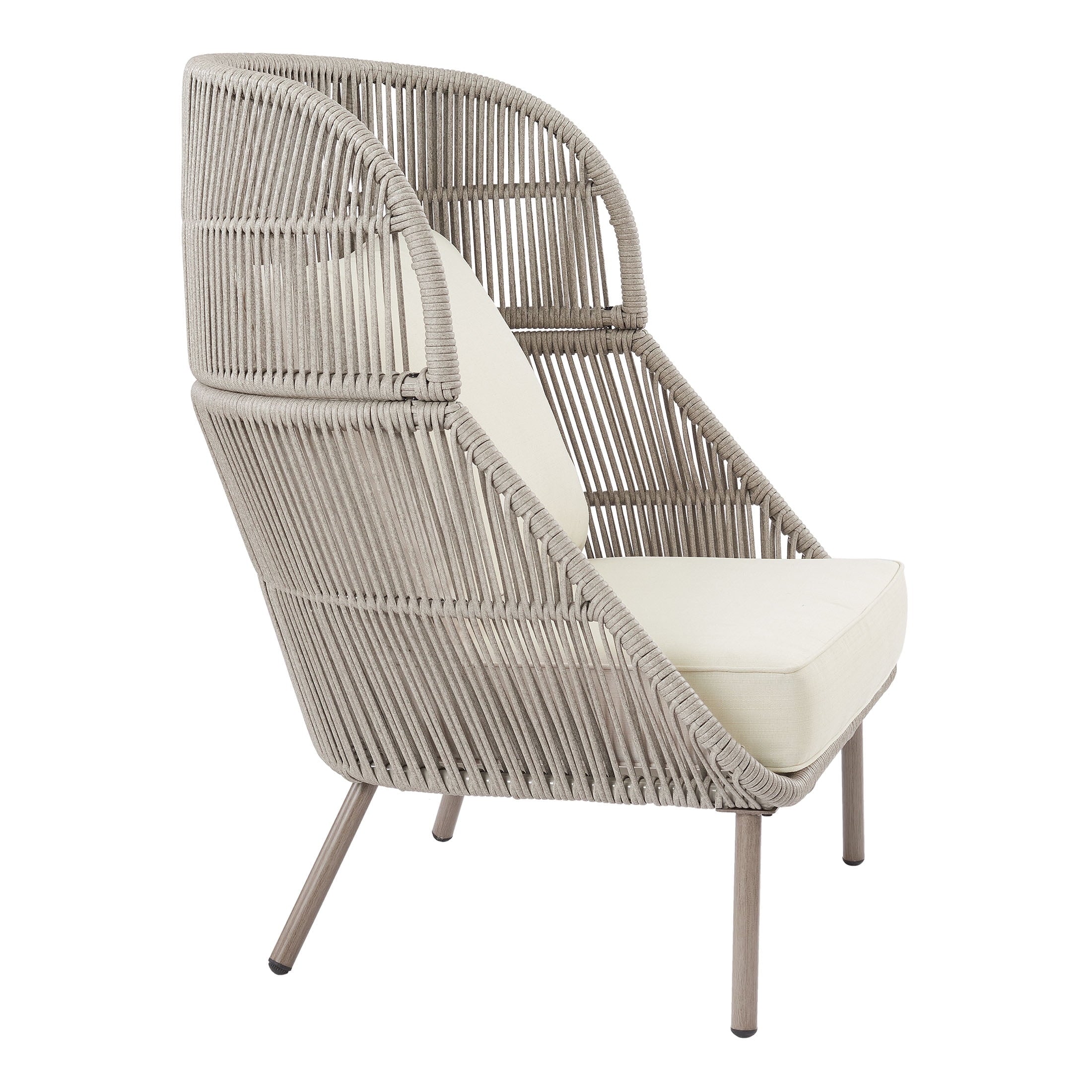  Tarren Beige Wicker Outdoor High-Back Accent Chair with Cushions