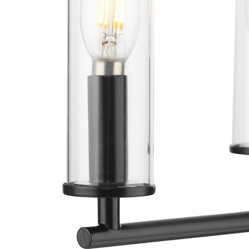  16 in Matte Black 3 Light Chandelier with Clear Glass - Contemporary Style