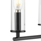  16 in Matte Black 3 Light Chandelier with Clear Glass - Contemporary Style