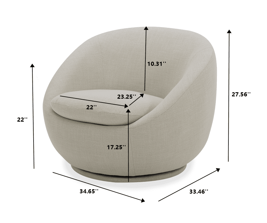  Mira Swivel Accent Chair, Cream Linen