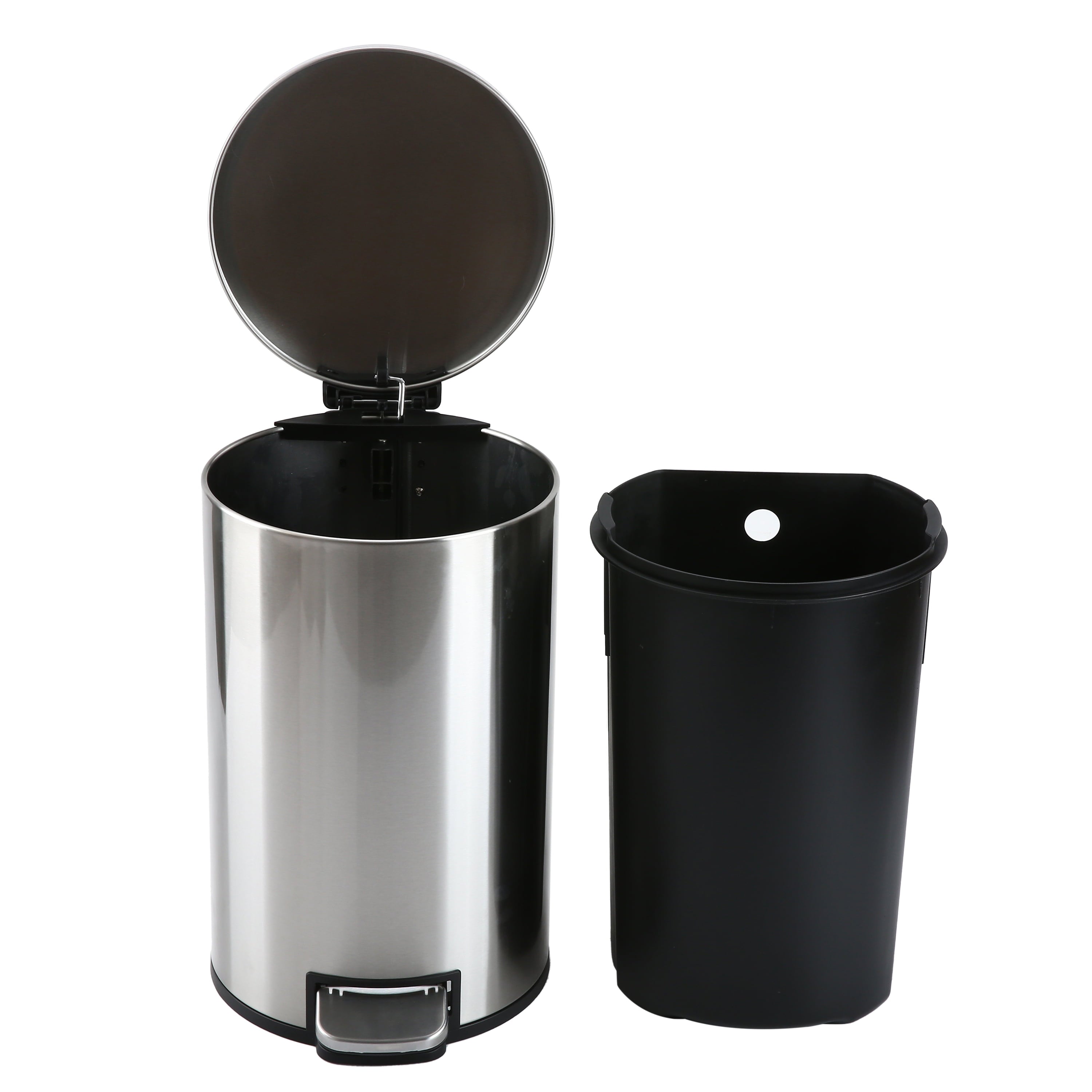  Bathroom Trash Can, 3.1 Gallon Small Stainless Steel Step Garbage Bucket Bin with Soft Close Lid, Silver