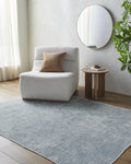  Boho Circles Washable Non-Skid Area Rug, Blue, 5' 3" x 7'