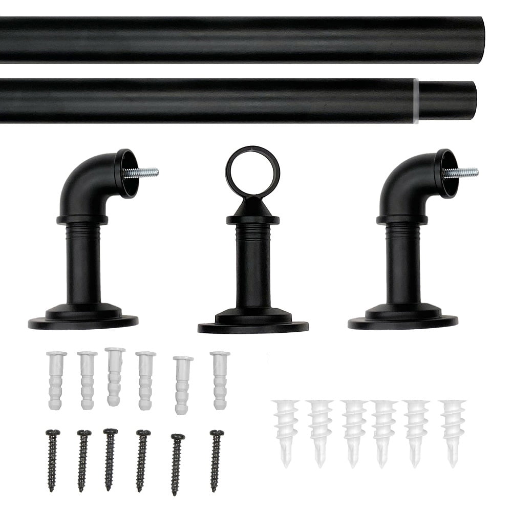  1" Industrial Pipe Single Curtain Rod 42-120" Wrought Iron