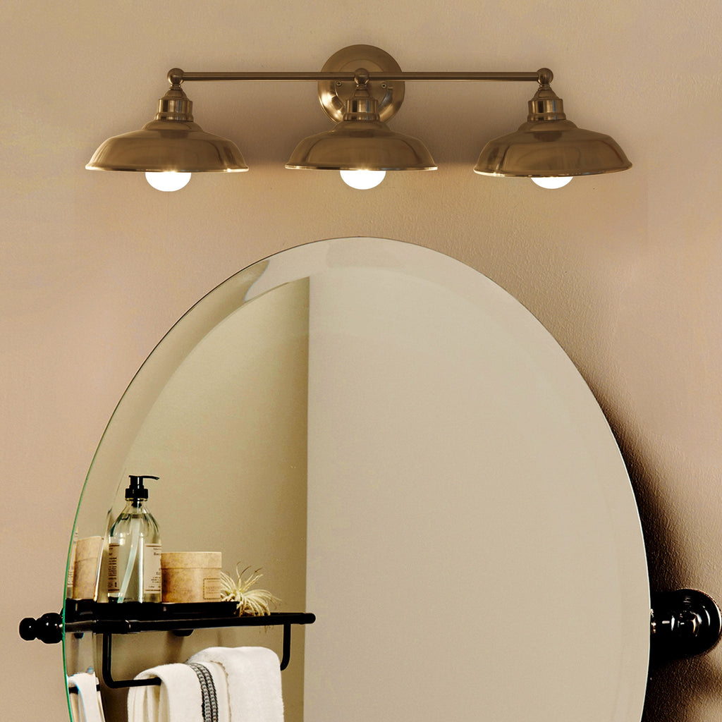  28.5" Farmhouse-Style 3-Head Vanity Light , Satin Nickel Finish, E26 Socketed