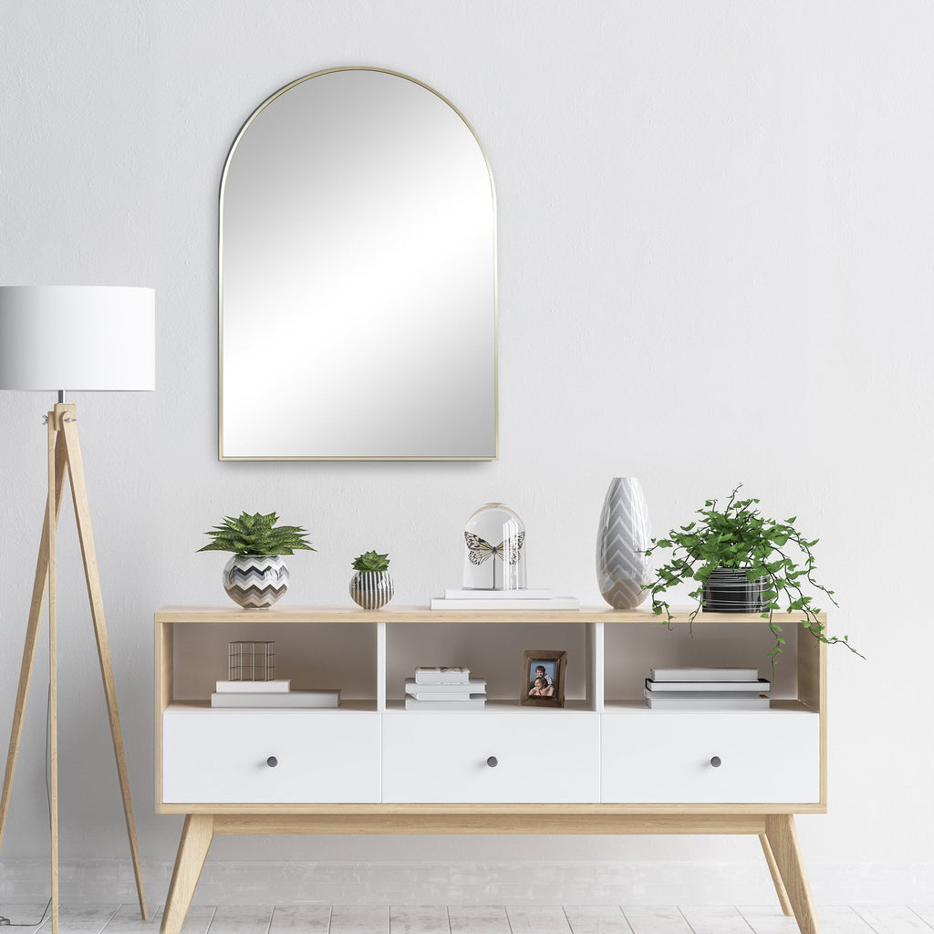  24x34 Gold Arched Large Wall Mirror for Bathroom or Living Room