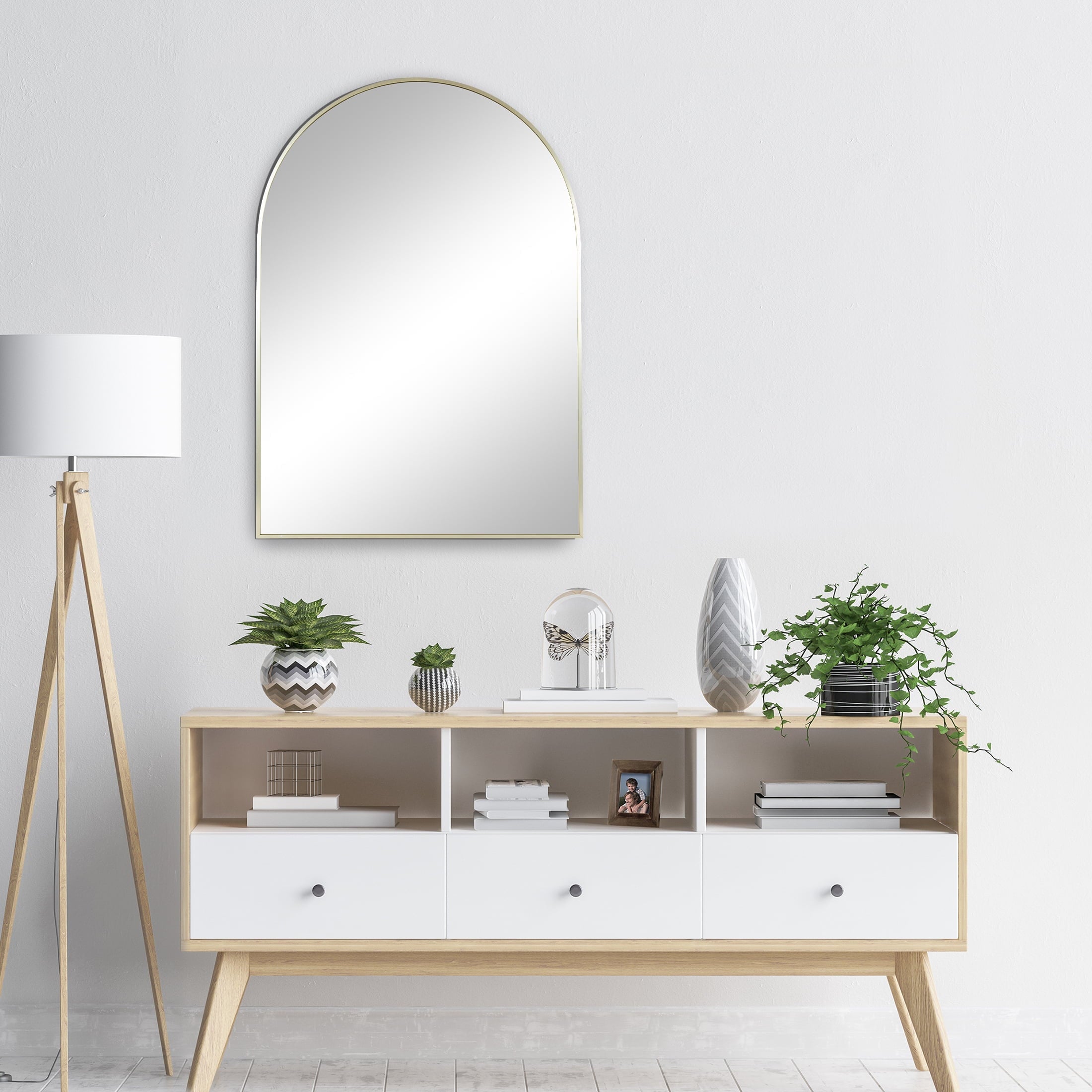  24x34 Gold Arched Large Wall Mirror for Bathroom or Living Room