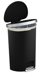  Large Kitchen Trash Can, 14.5 Gallon Plastic Semi Round Step Garbage Bin with Soft Close Lid, Black
