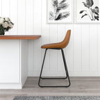  Farley Scoop Counter Height Stool, Camel Faux Leather