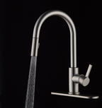  Pull Down Kitchen Faucet with Soap Dispenser in Satin Nickel