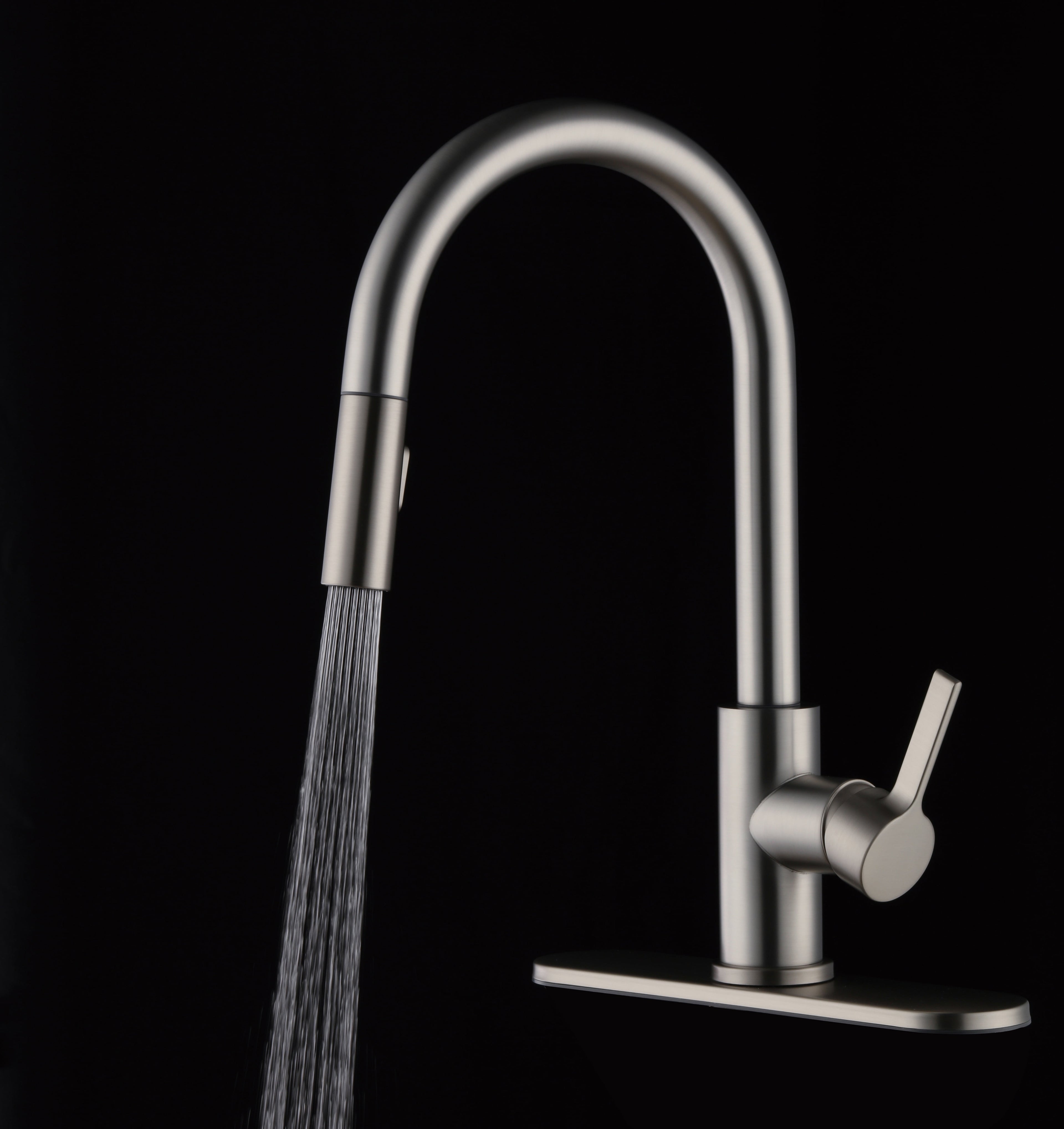  Pull Down Kitchen Faucet with Soap Dispenser in Satin Nickel